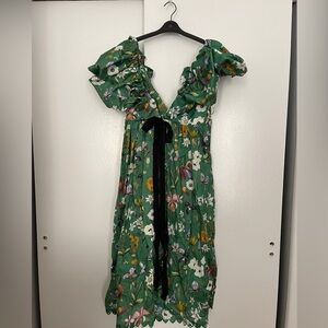 Gucci x agua bendita 100% linen multi color floral dress. Midi lenght